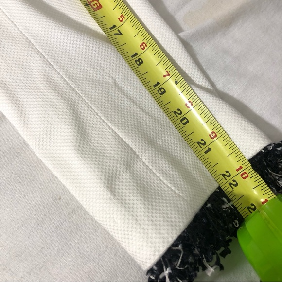 PECK & PECK White Twill Jacket Blazer Black White Fringe Sz 2 - Picture 12 of 12